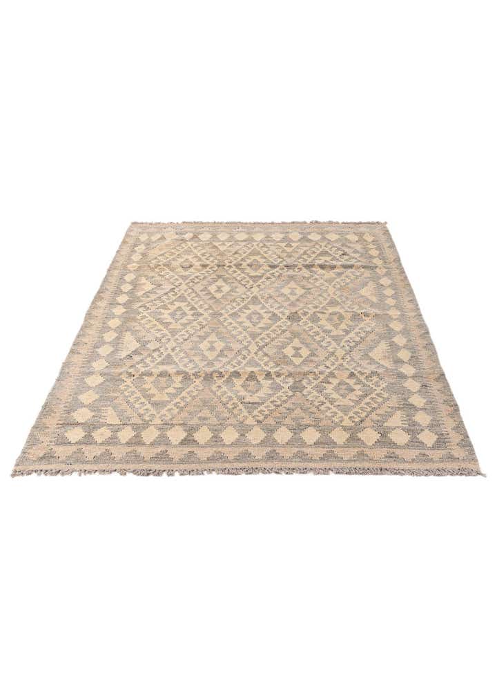 4' 3 x 5' 9 Hand Woven Kilim Maymana Wool Rug