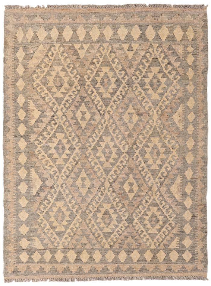 Detail image of 4' 3 x 5' 9 Hand Woven Kilim Maymana Wool Rug