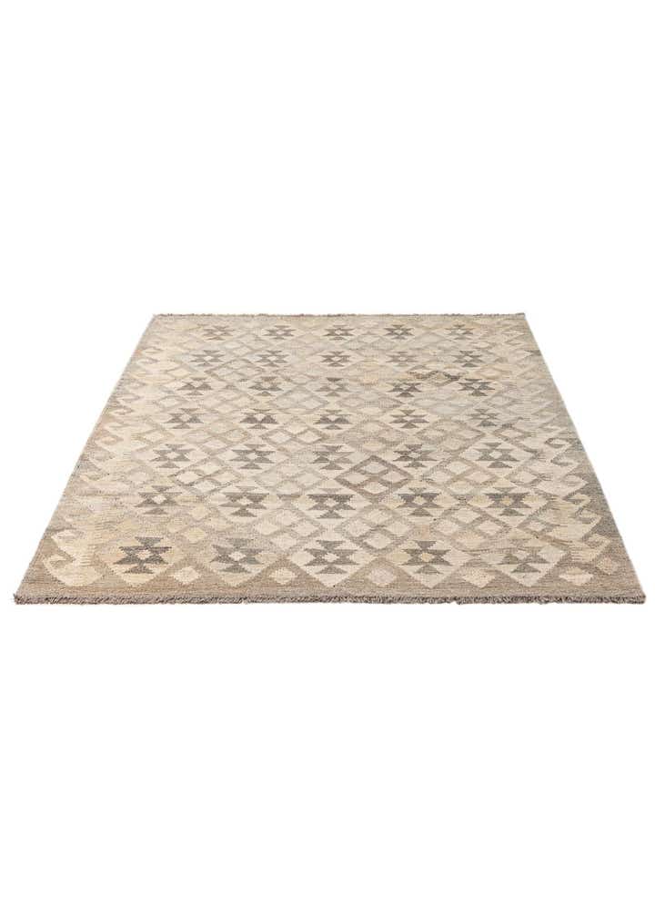 4' 3 x 6' Hand Woven Kilim Maymana Wool Rug