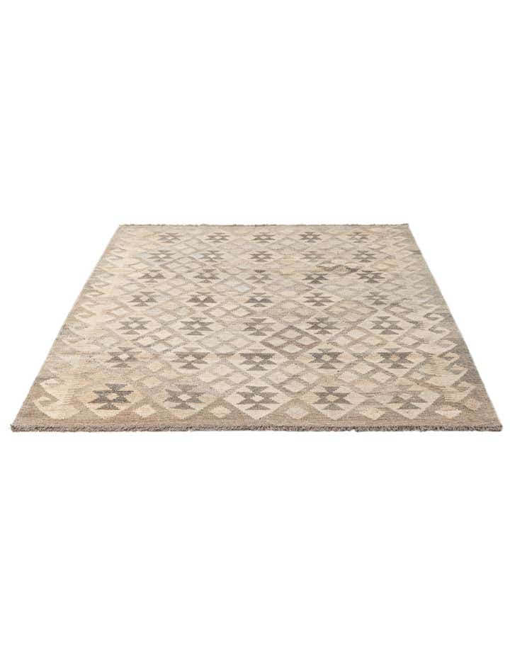 4' 3 x 6' Hand Woven Kilim Maymana Wool Rug