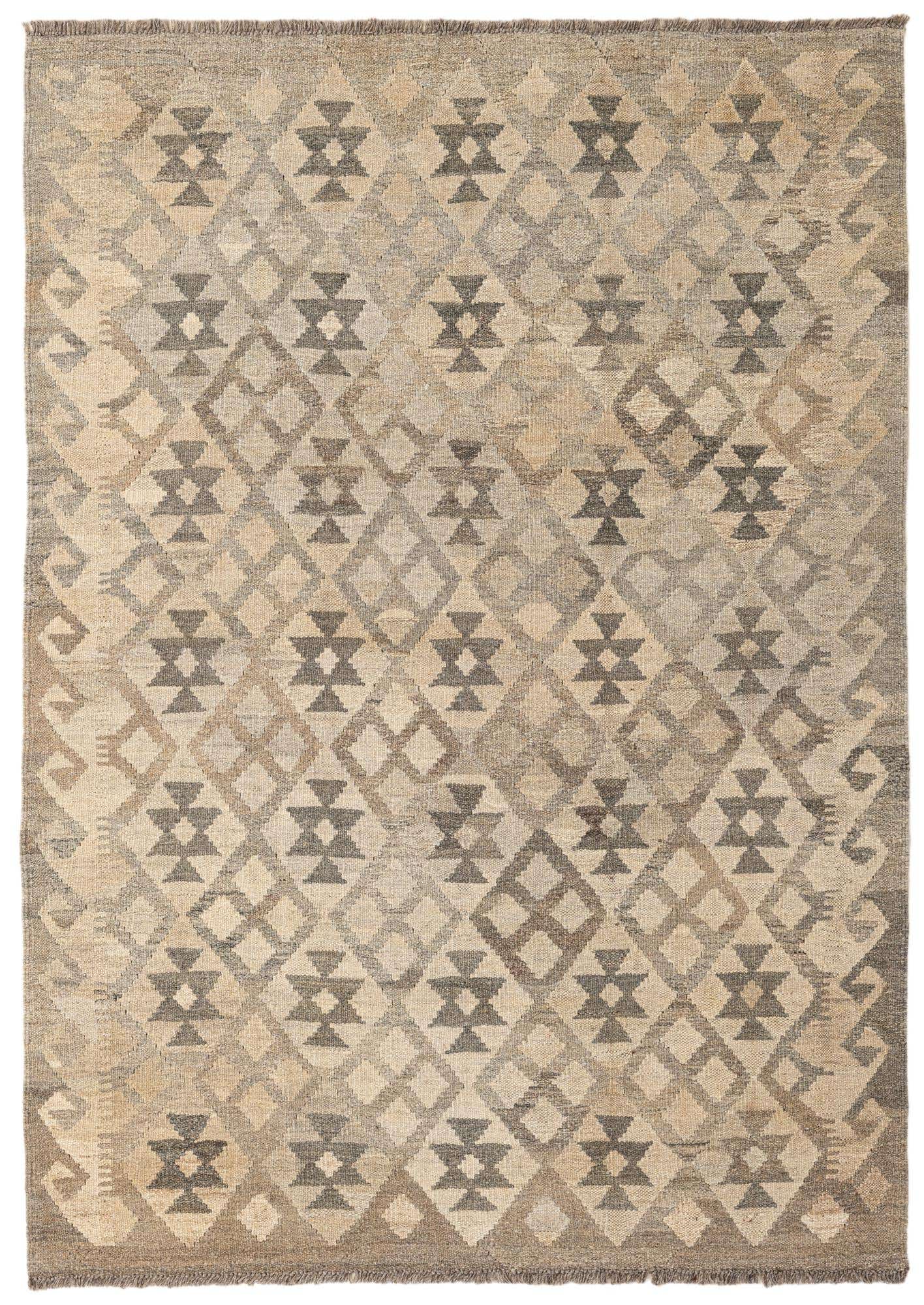 4' 3 x 6' Hand Woven Kilim Maymana Wool Rug