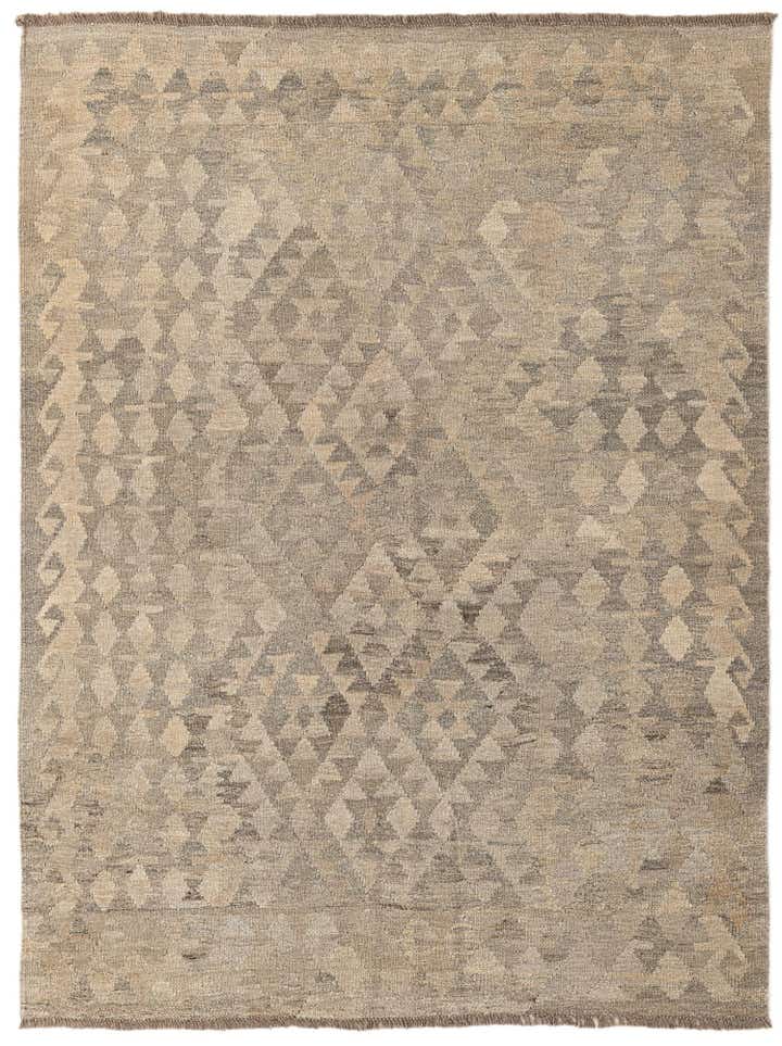 4' 5 x 6' Hand Woven Kilim Maymana Wool Rug