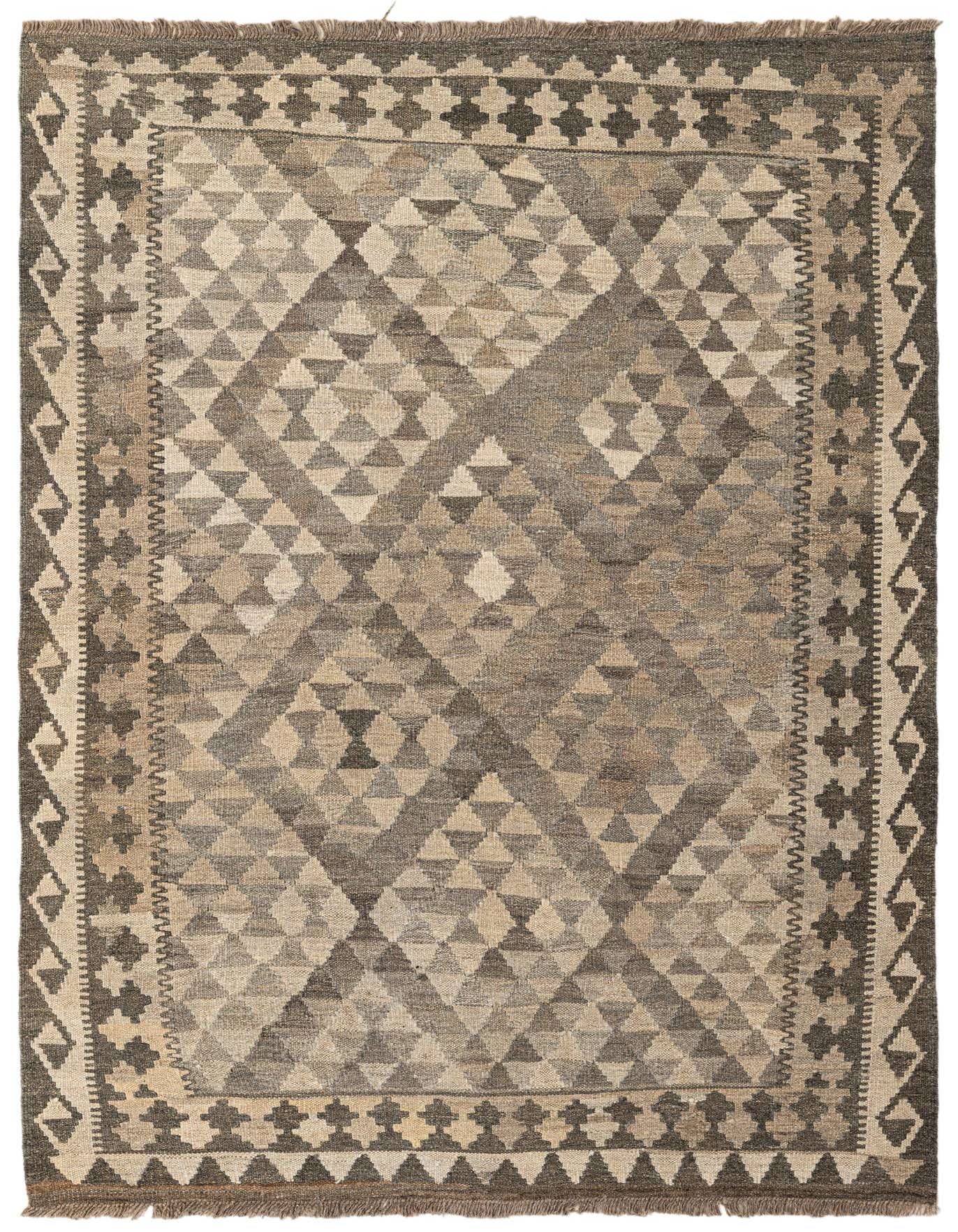 4' 2 x 6' Hand Woven Kilim Maymana Wool Rug