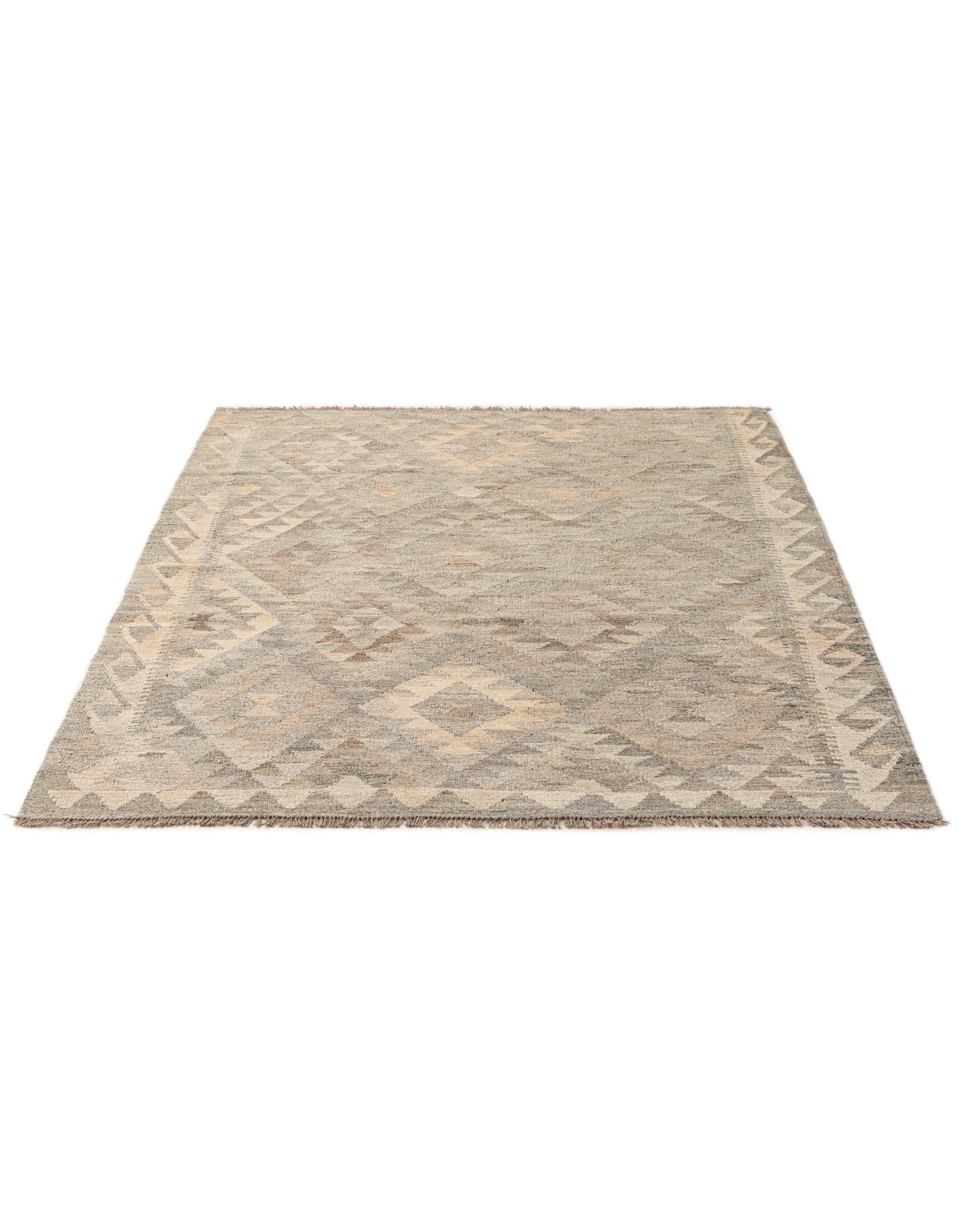 4' 4 x 6' 1 Hand Woven Kilim Maymana Wool Rug