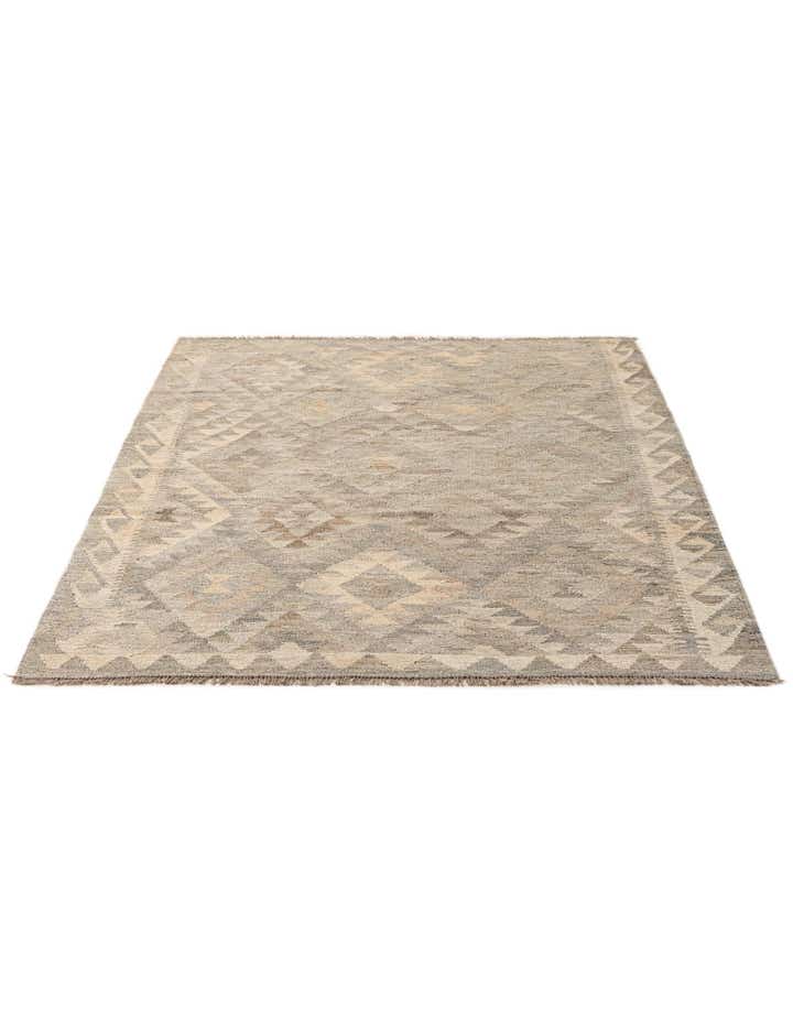 4' 4 x 6' 1 Hand Woven Kilim Maymana Wool Rug