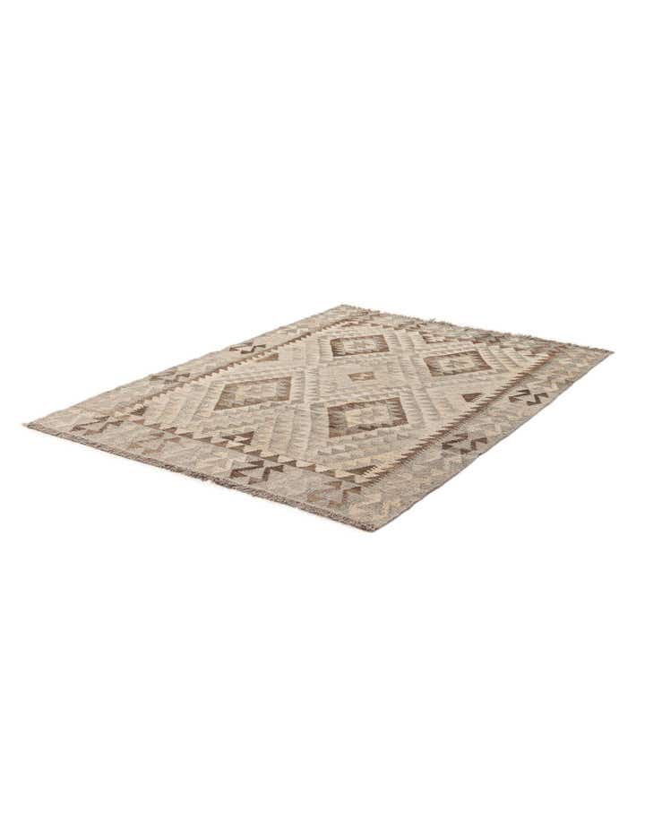 4' 2 x 5' 11 Hand Woven Kilim Maymana Wool Rug