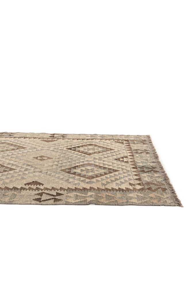 4' 2 x 5' 11 Hand Woven Kilim Maymana Wool Rug