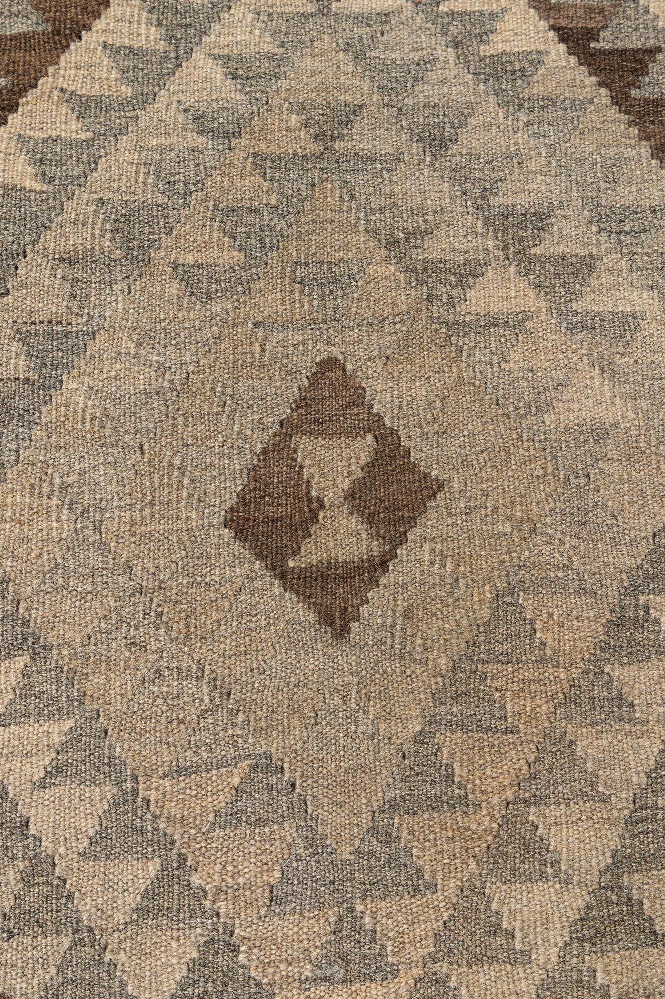 4' 2 x 5' 11 Hand Woven Kilim Maymana Wool Rug