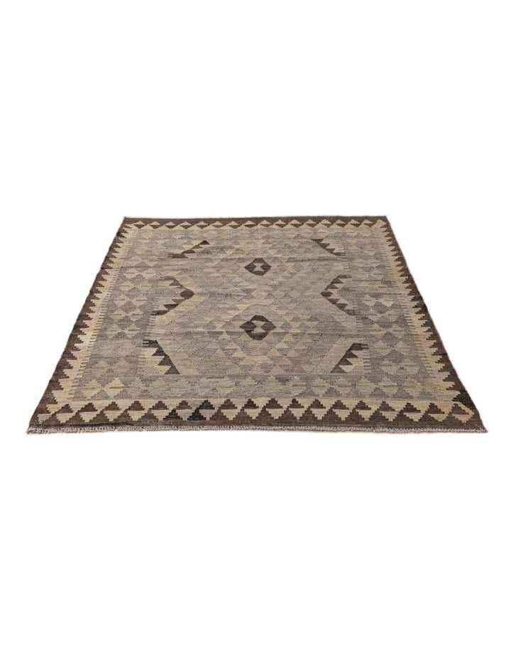 4' 4 x 6' Hand Woven Kilim Maymana Wool Rug