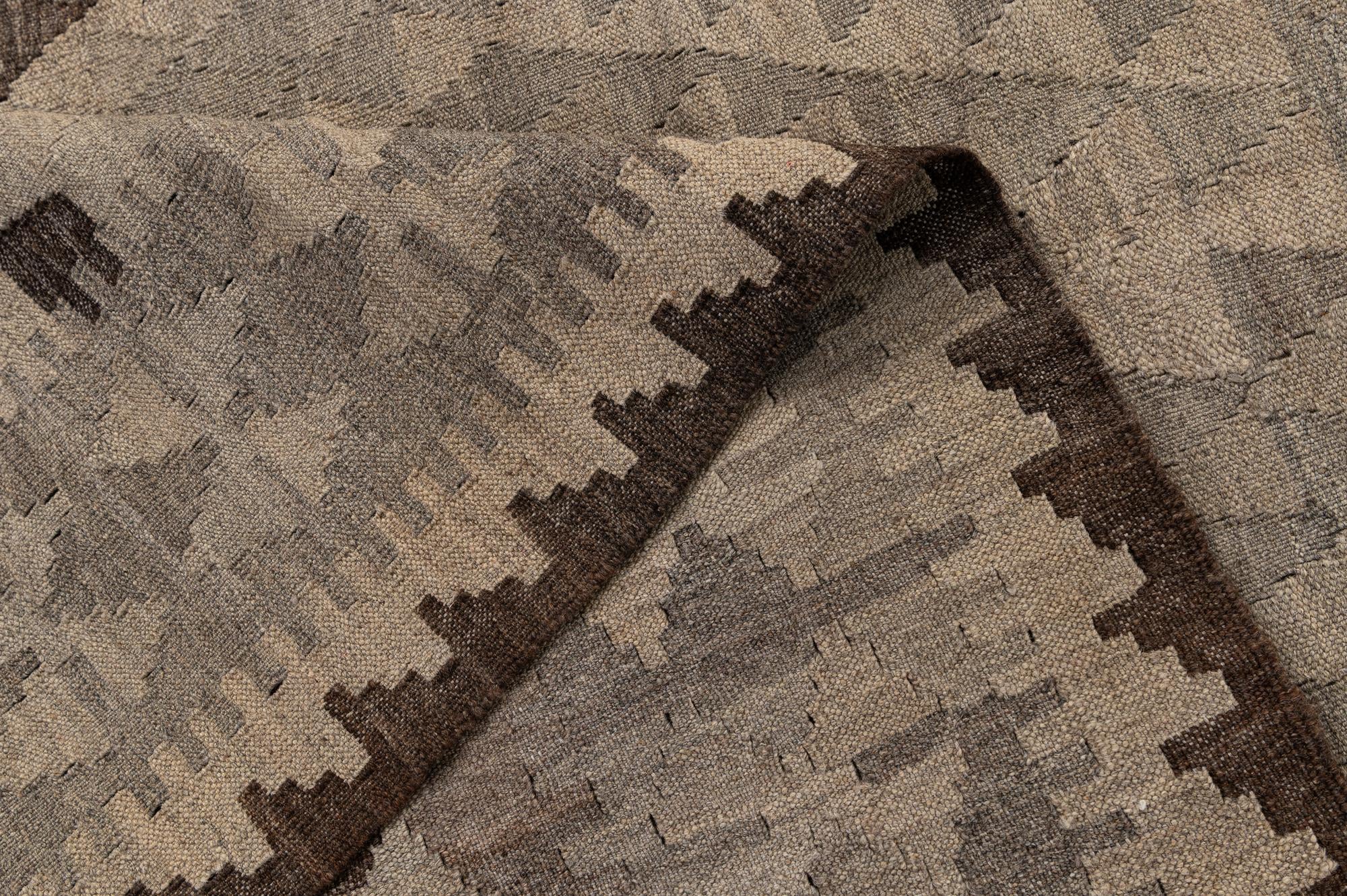 4' 4 x 6' Hand Woven Kilim Maymana Wool Rug