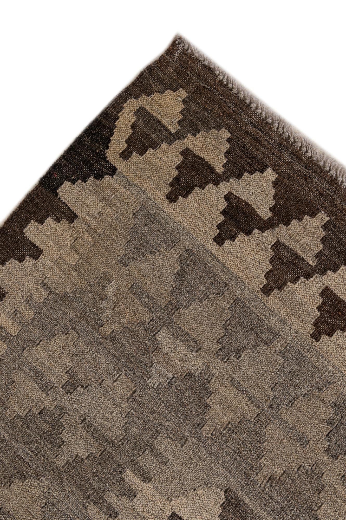 4' 4 x 6' Hand Woven Kilim Maymana Wool Rug