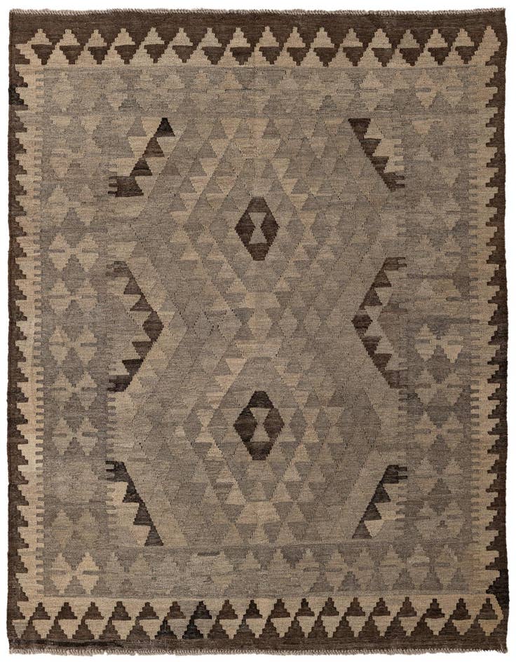 Detail image of 4' 4 x 6' Hand Woven Kilim Maymana Wool Rug