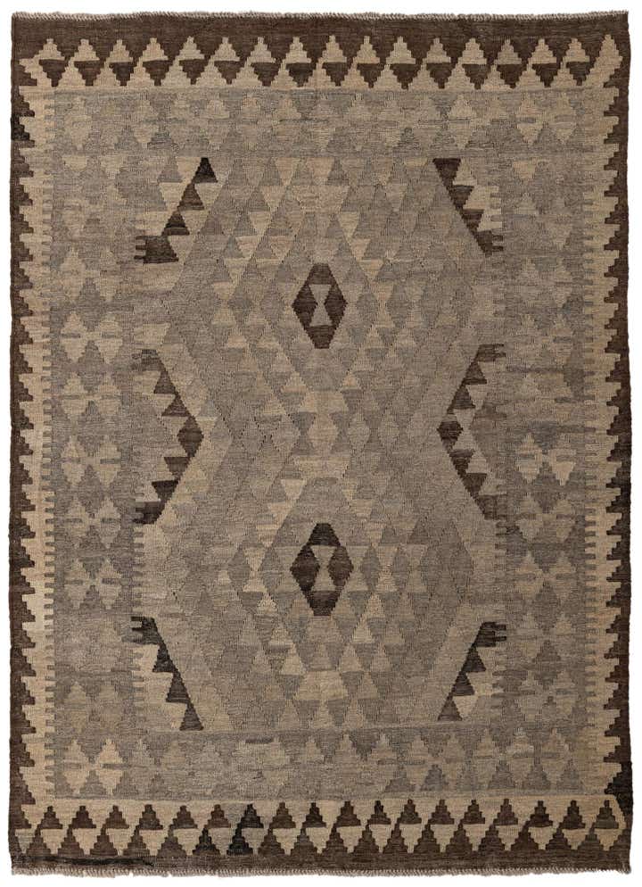 4' 4 x 6' Hand Woven Kilim Maymana Wool Rug