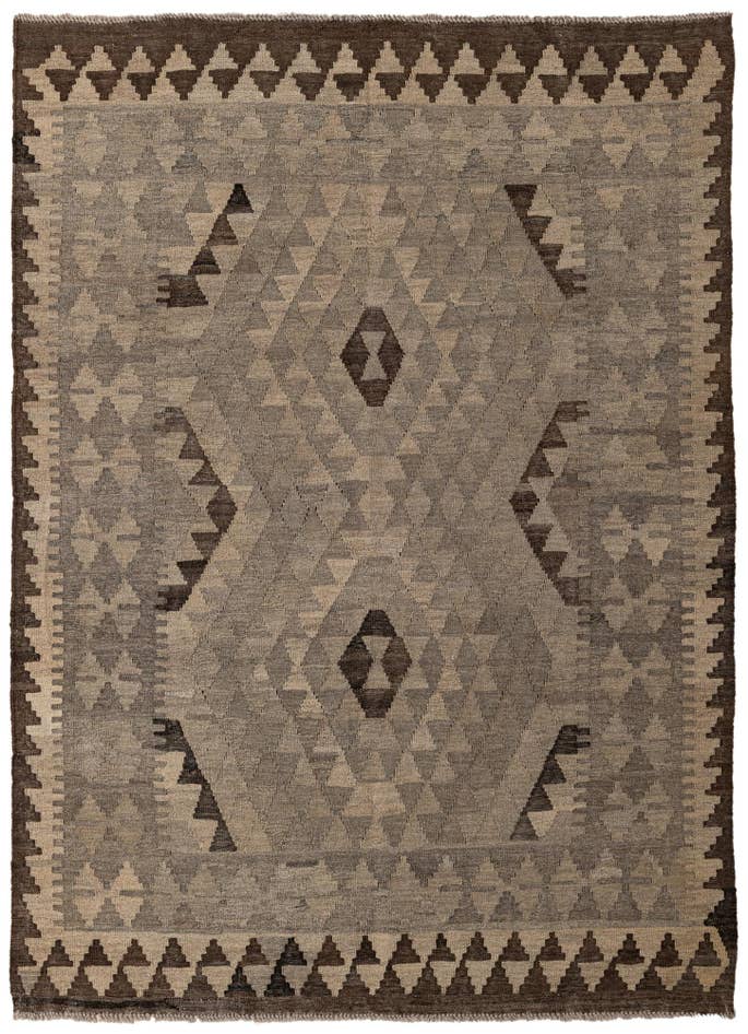 Detail image of 4' 4 x 6' Hand Woven Kilim Maymana Wool Rug