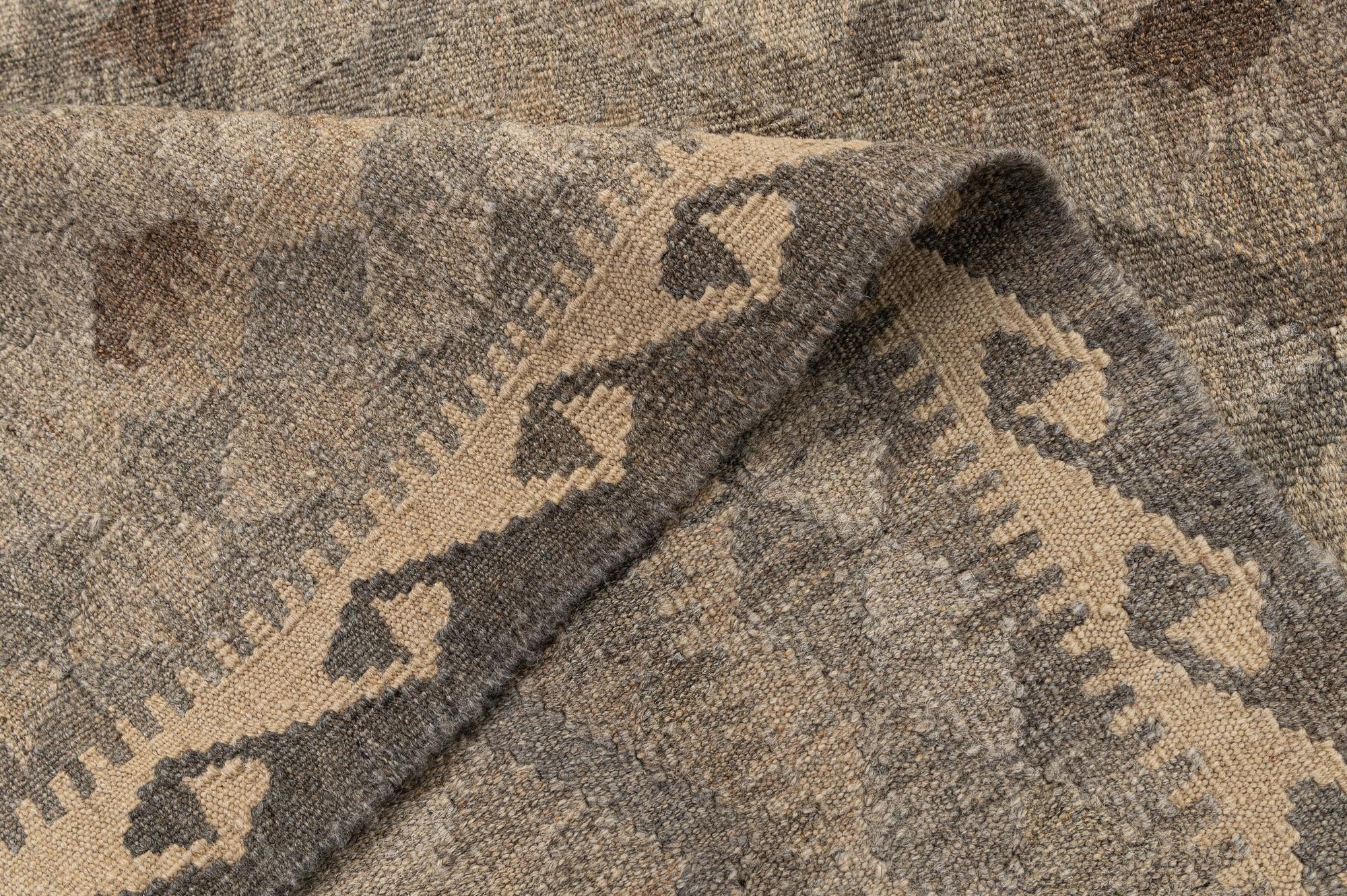 4' 2 x 6' 1 Hand Woven Kilim Maymana Wool Rug