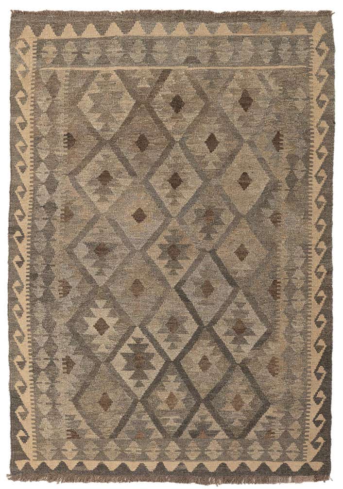 4' 2 x 6' 1 Hand Woven Kilim Maymana Wool Rug