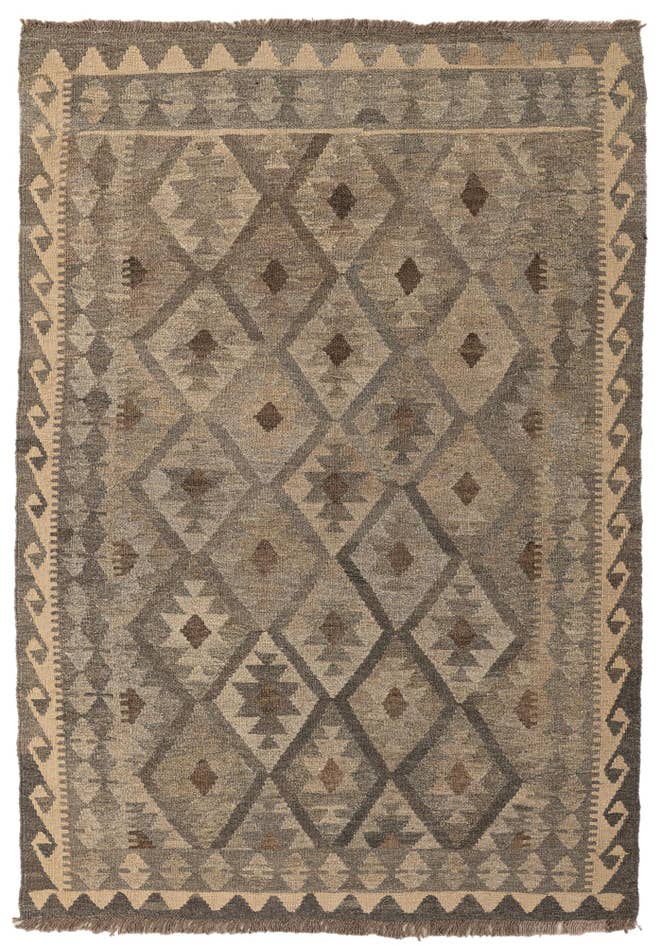 Detail image of 4' 2 x 6' 1 Hand Woven Kilim Maymana Wool Rug