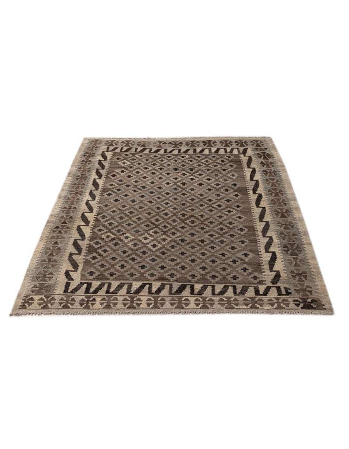4' 3 x 5' 10 Hand Woven Kilim Maymana Wool Rug