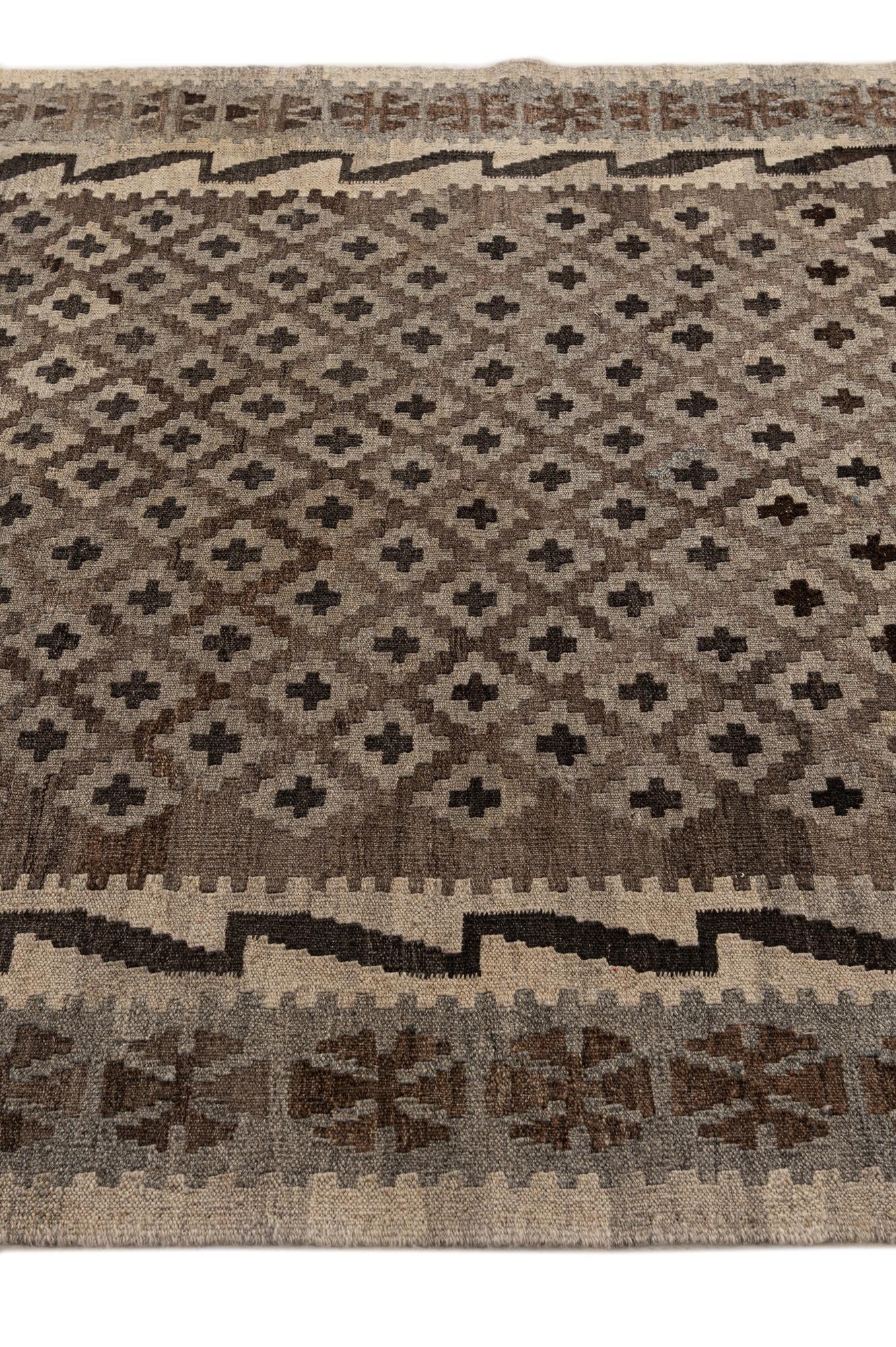 4' 3 x 5' 10 Hand Woven Kilim Maymana Wool Rug