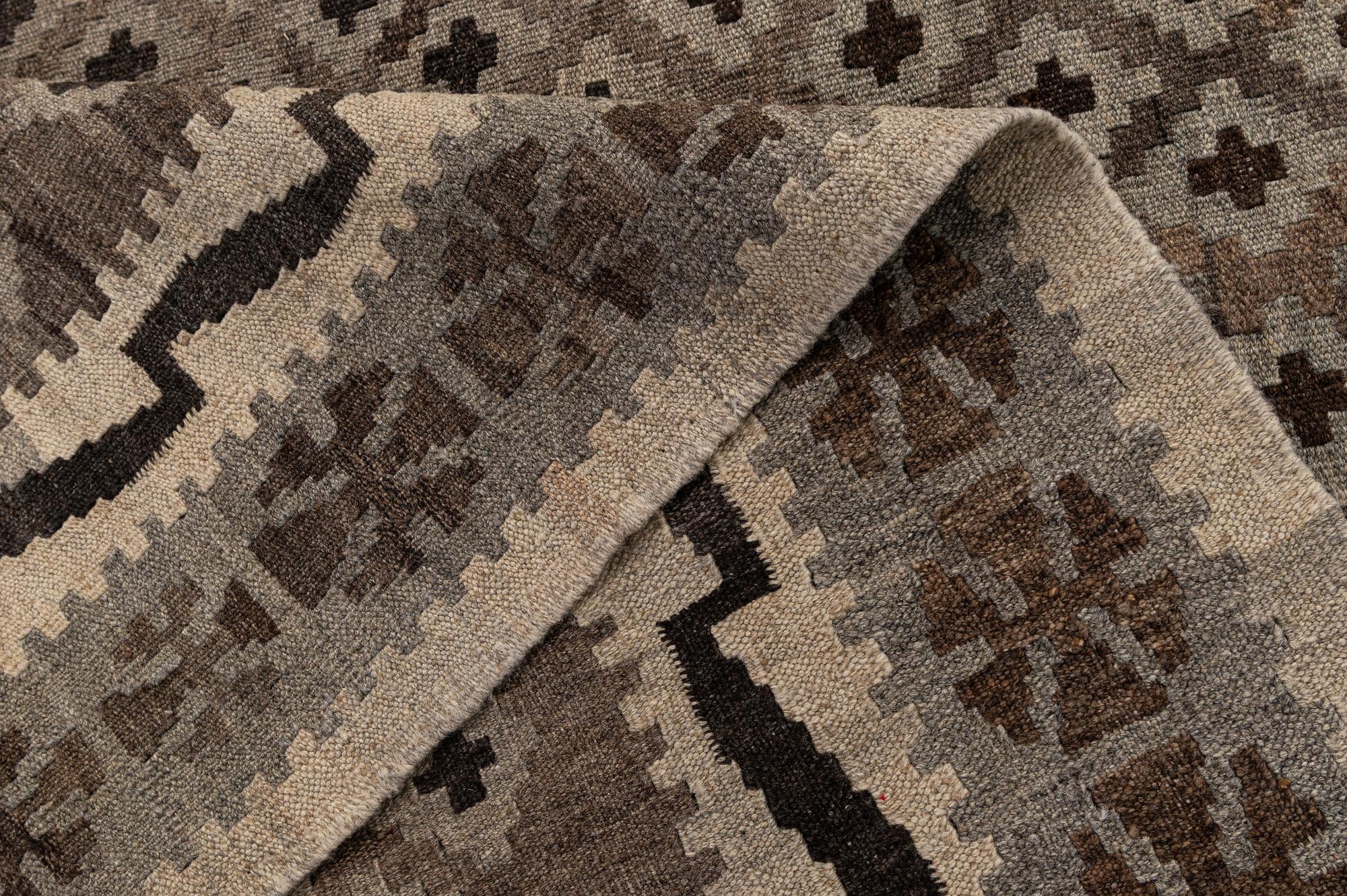 4' 3 x 5' 10 Hand Woven Kilim Maymana Wool Rug