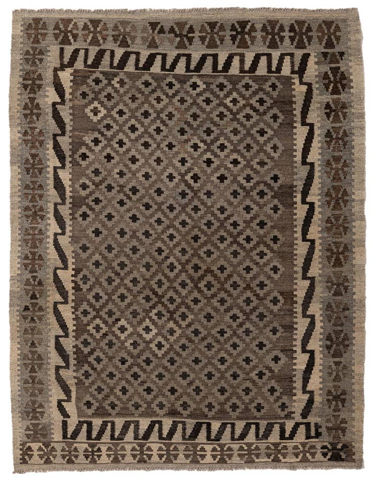 Detail image of 4' 3 x 5' 10 Hand Woven Kilim Maymana Wool Rug