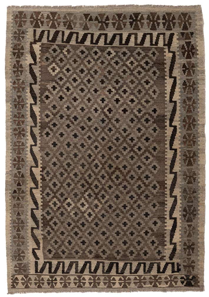 4' 3 x 5' 10 Hand Woven Kilim Maymana Wool Rug