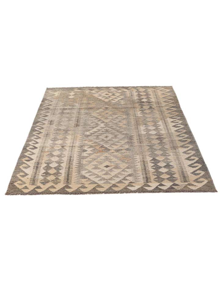 4' 3 x 6' Hand Woven Kilim Maymana Wool Rug