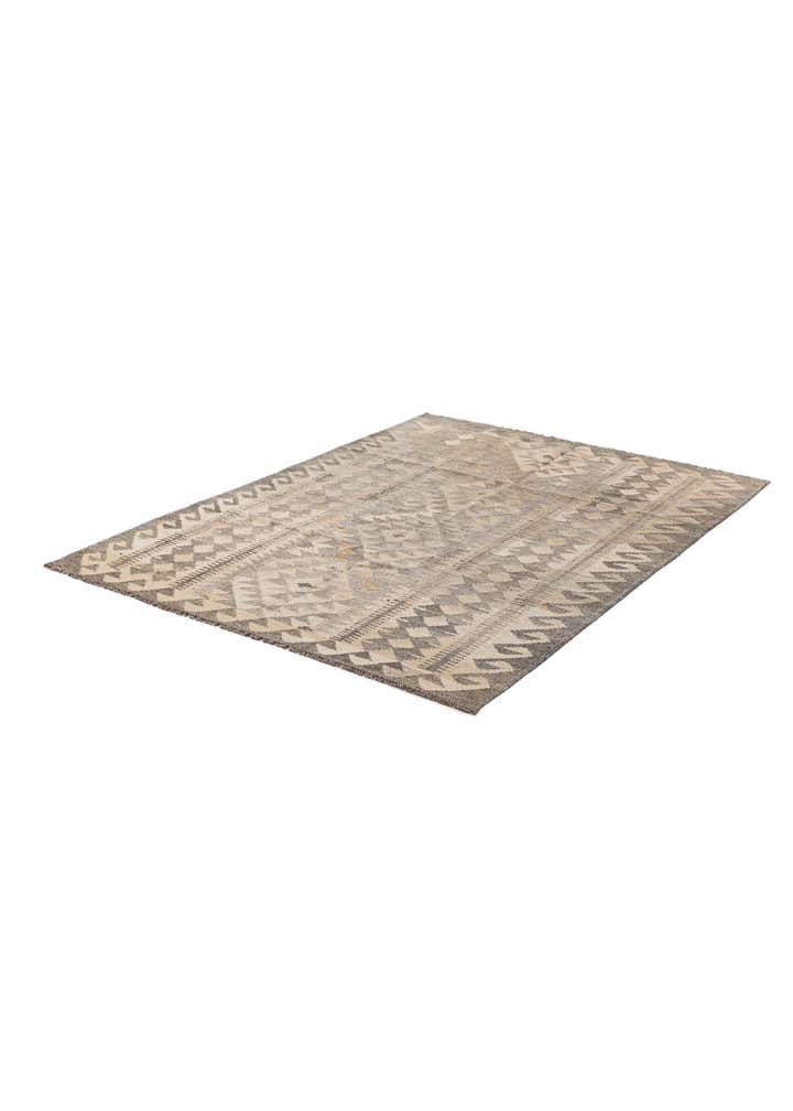 4' 3 x 6' Hand Woven Kilim Maymana Wool Rug