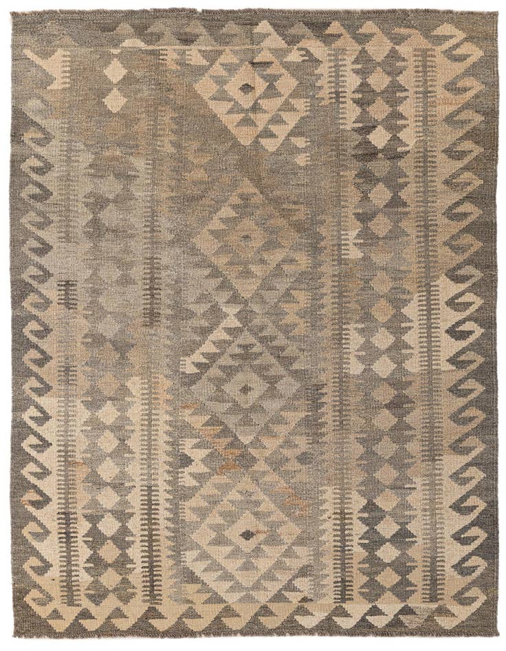 Detail image of 4' 3 x 6' Hand Woven Kilim Maymana Wool Rug