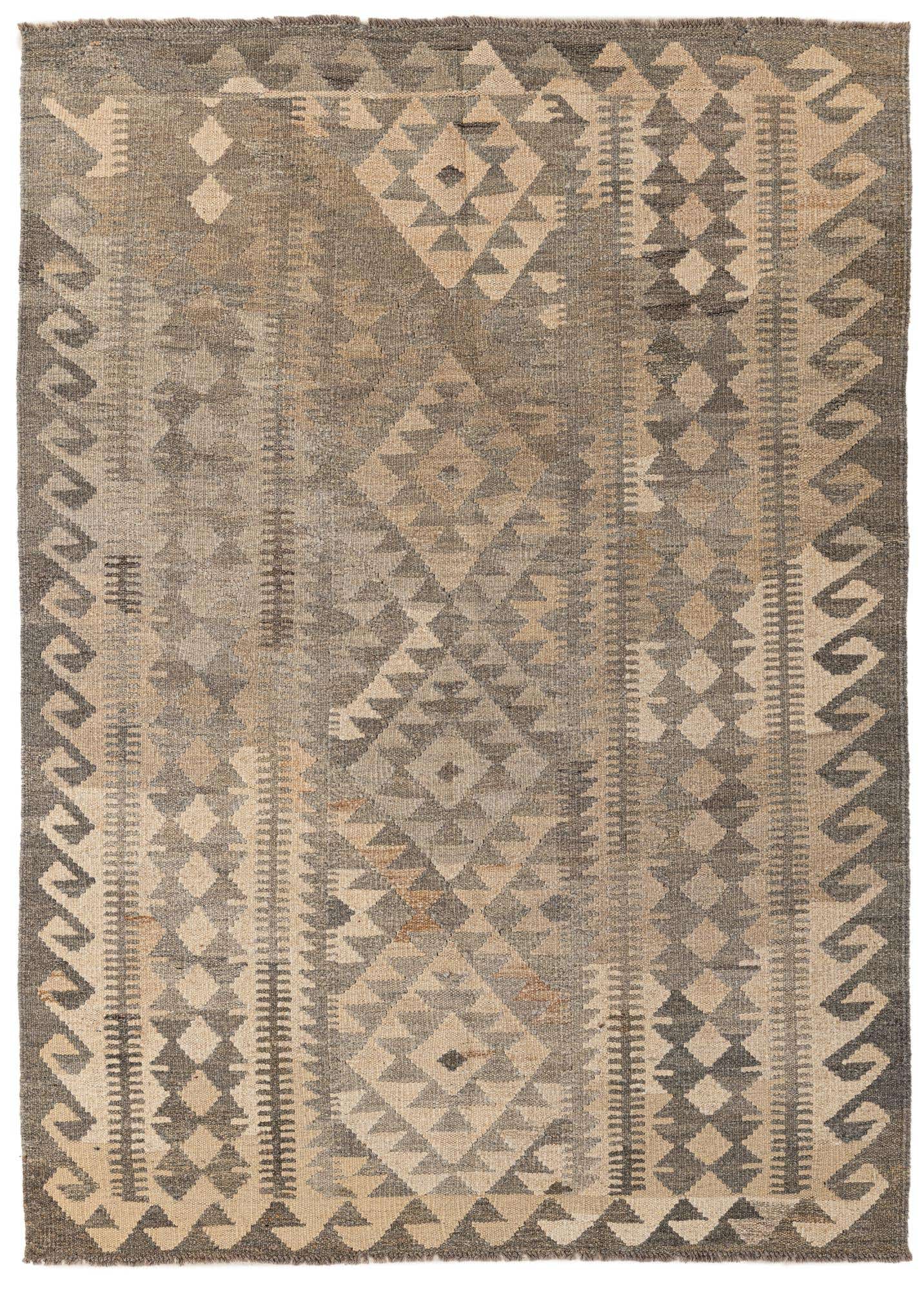 4' 3 x 6' Hand Woven Kilim Maymana Wool Rug