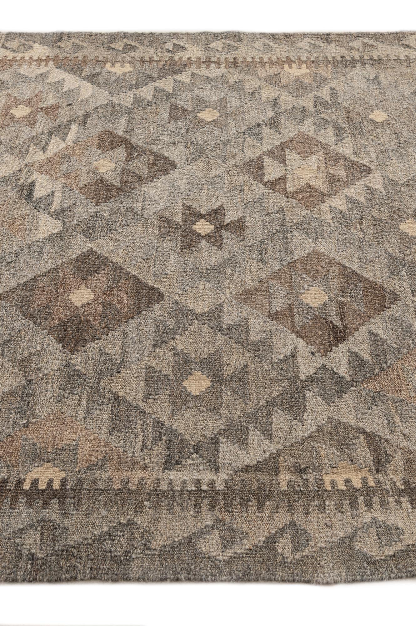 4' 2 x 6' Hand Woven Kilim Maymana Wool Rug