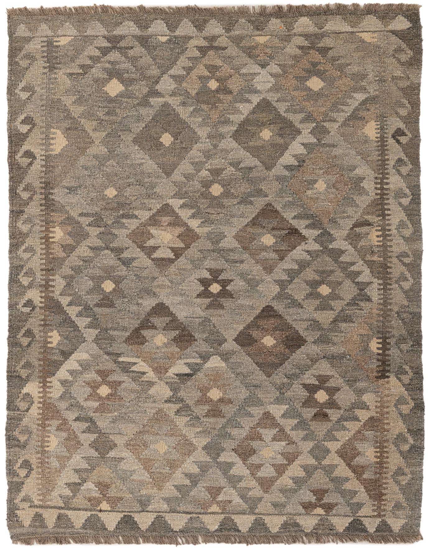 4' 2 x 6' Hand Woven Kilim Maymana Wool Rug