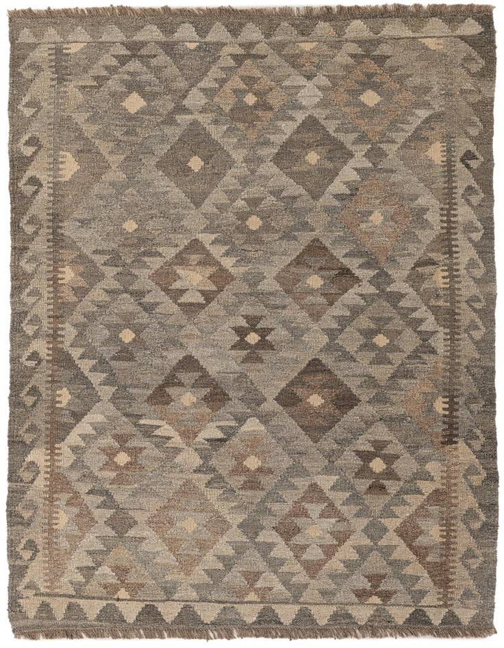 Detail image of 4' 2 x 6' Hand Woven Kilim Maymana Wool Rug