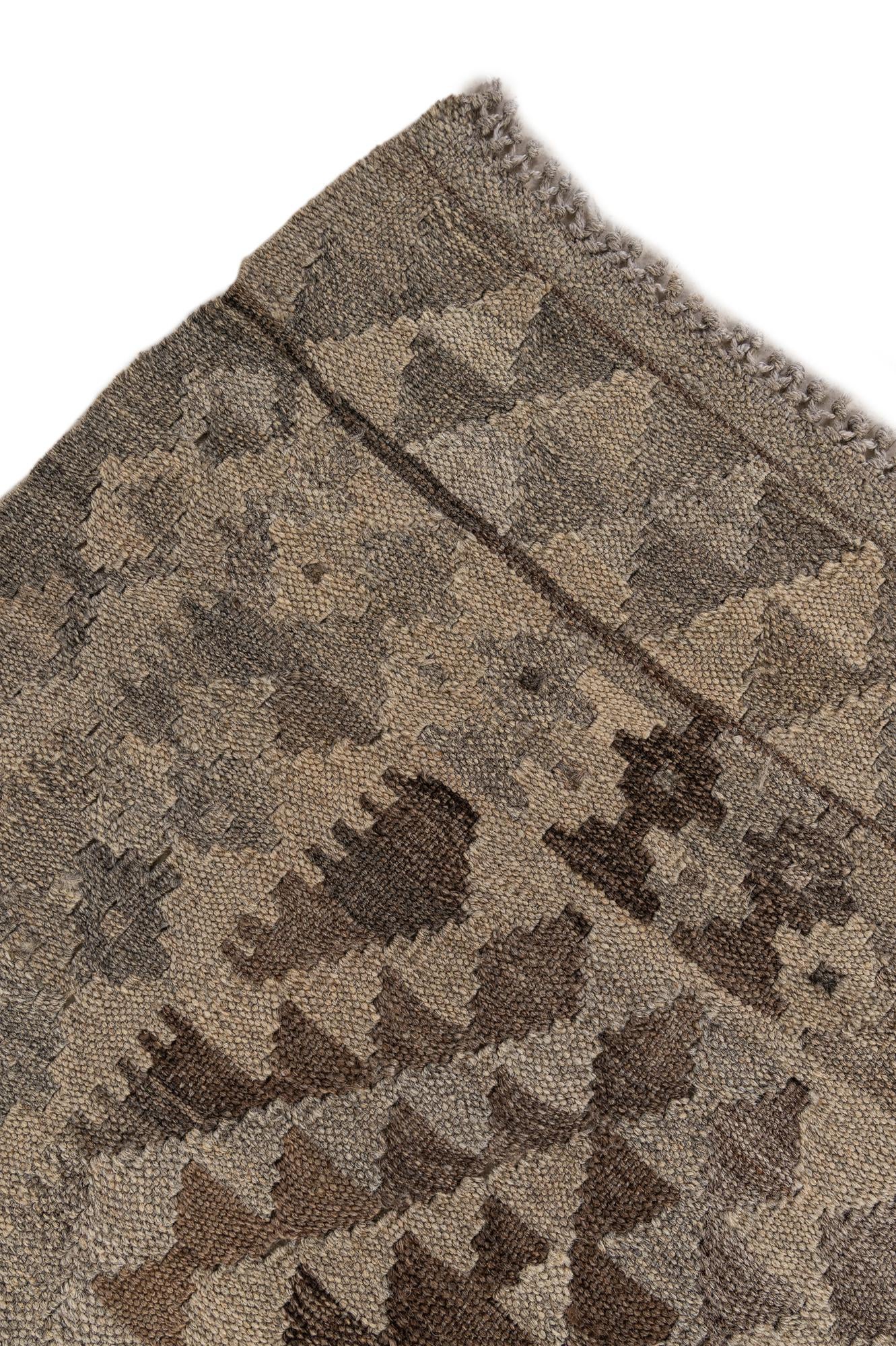 4' 2 x 6' 1 Hand Woven Kilim Maymana Wool Rug