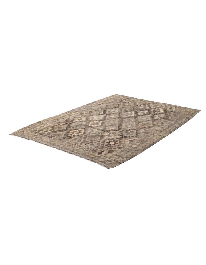 4' 2 x 6' 1 Hand Woven Kilim Maymana Wool Rug
