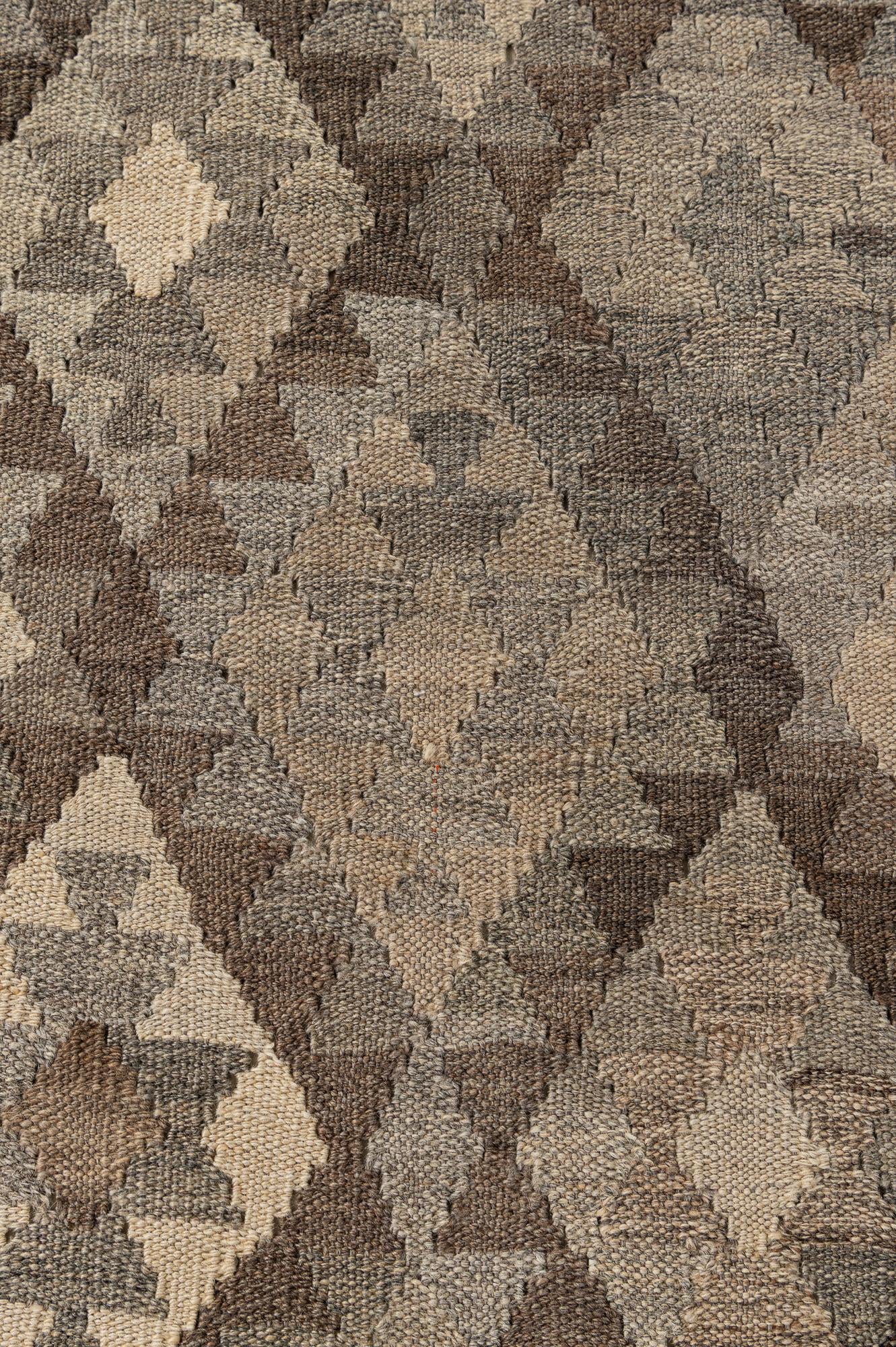 4' 2 x 6' 1 Hand Woven Kilim Maymana Wool Rug