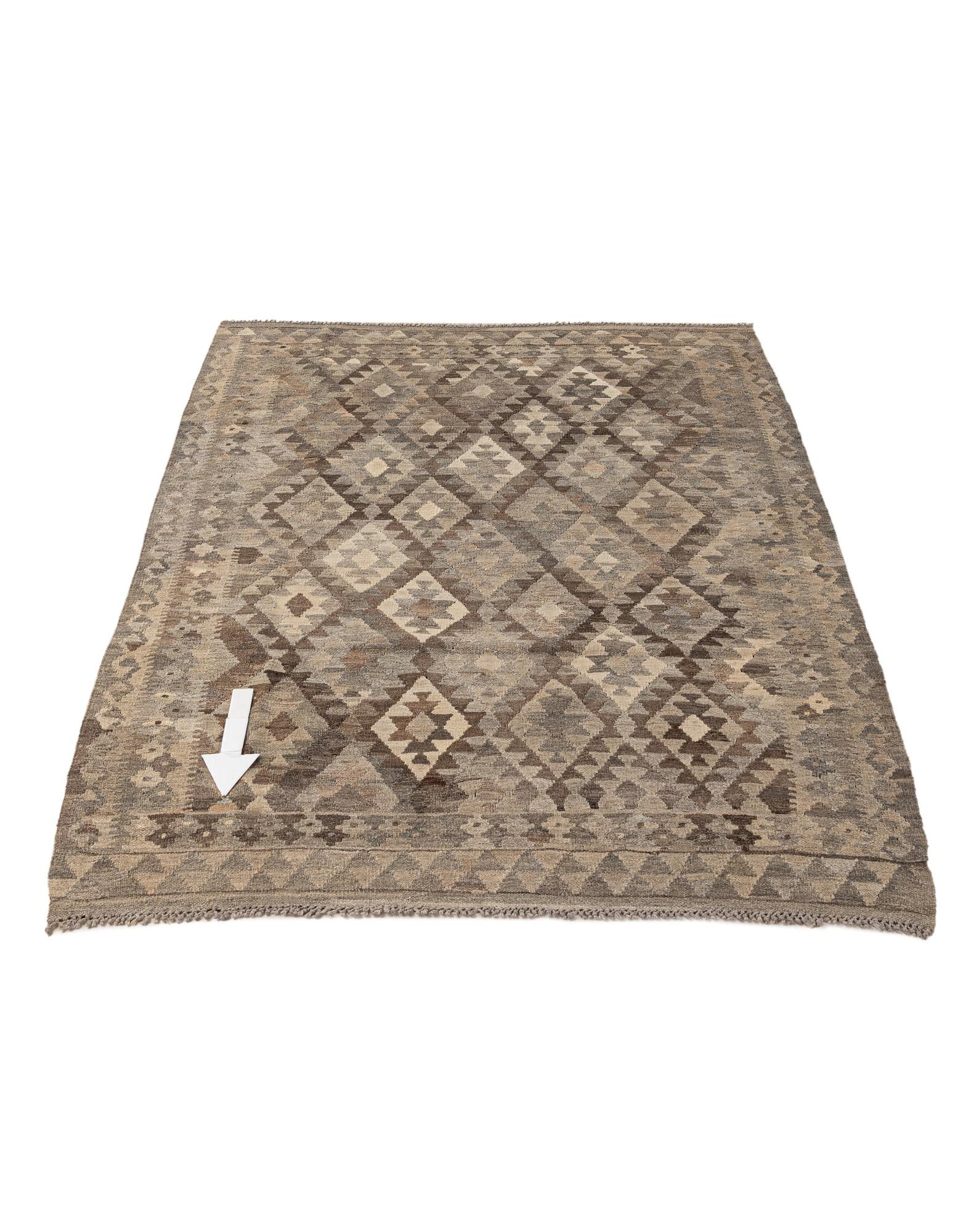 4' 2 x 6' 1 Hand Woven Kilim Maymana Wool Rug