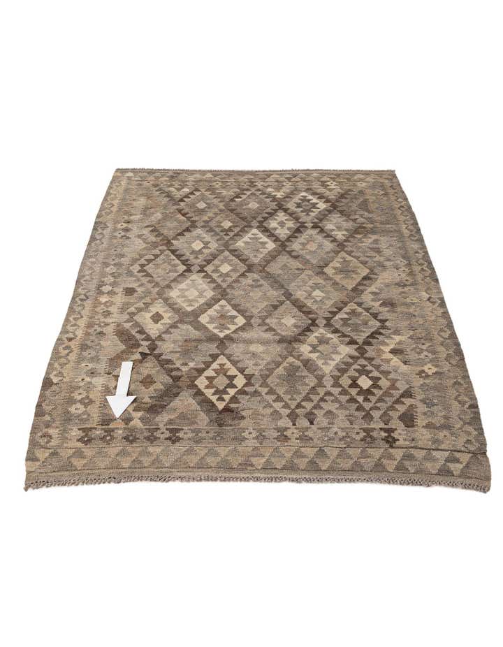 4' 2 x 6' 1 Hand Woven Kilim Maymana Wool Rug