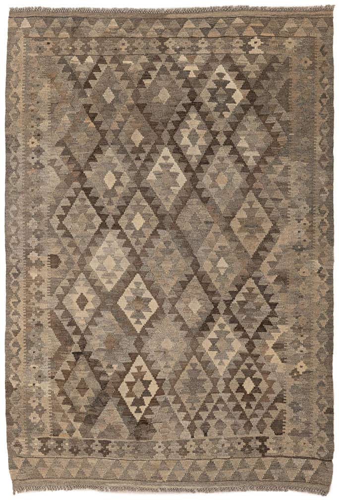 4' 2 x 6' 1 Hand Woven Kilim Maymana Wool Rug