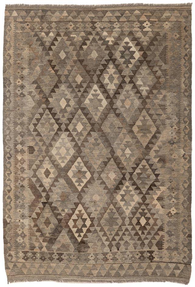 Detail image of 4' 2 x 6' 1 Hand Woven Kilim Maymana Wool Rug