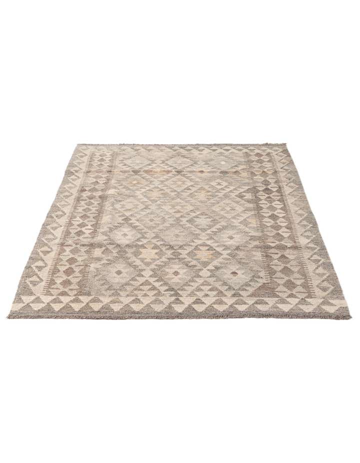 4' 5 x 5' 10 Hand Woven Kilim Maymana Wool Rug