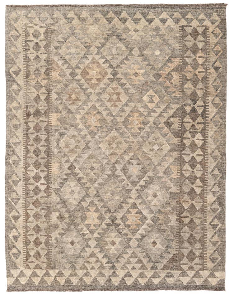 Detail image of 4' 5 x 5' 10 Hand Woven Kilim Maymana Wool Rug