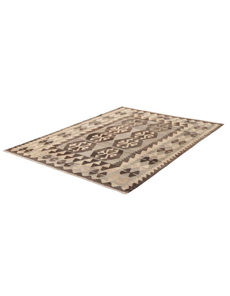 Detail image of 4' 4 x 6'  Hand Woven Kilim Maymana Wool Rug