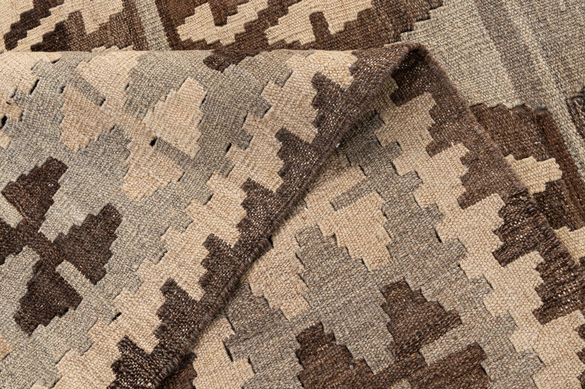 4' 4 x 6' Hand Woven Kilim Maymana Wool Rug