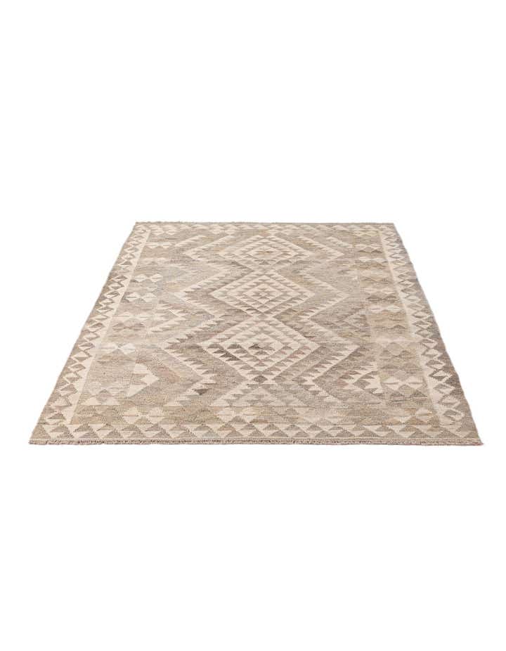 4' 2 x 6' 1 Hand Woven Kilim Maymana Wool Rug