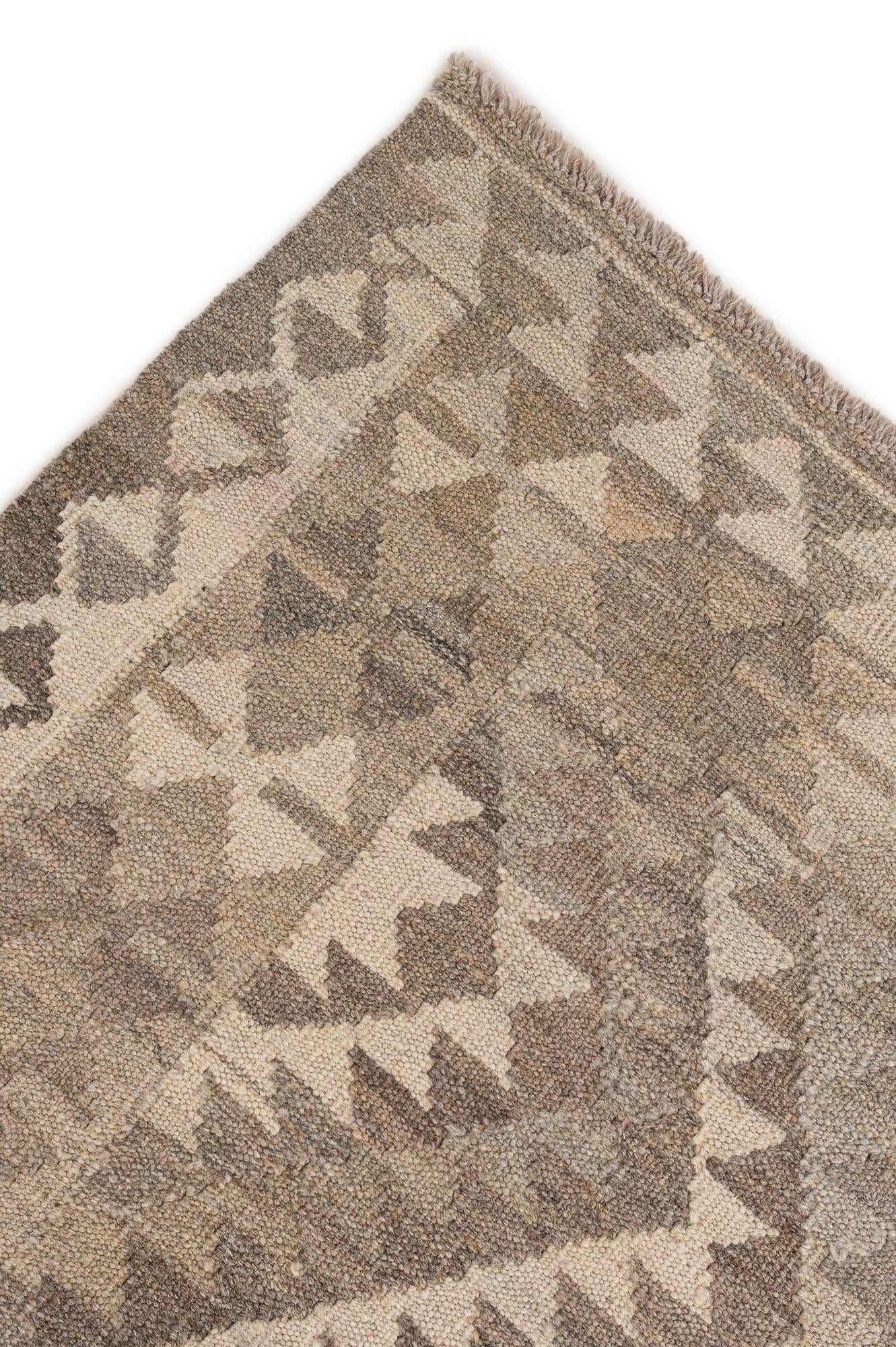 4' 2 x 6' 1 Hand Woven Kilim Maymana Wool Rug