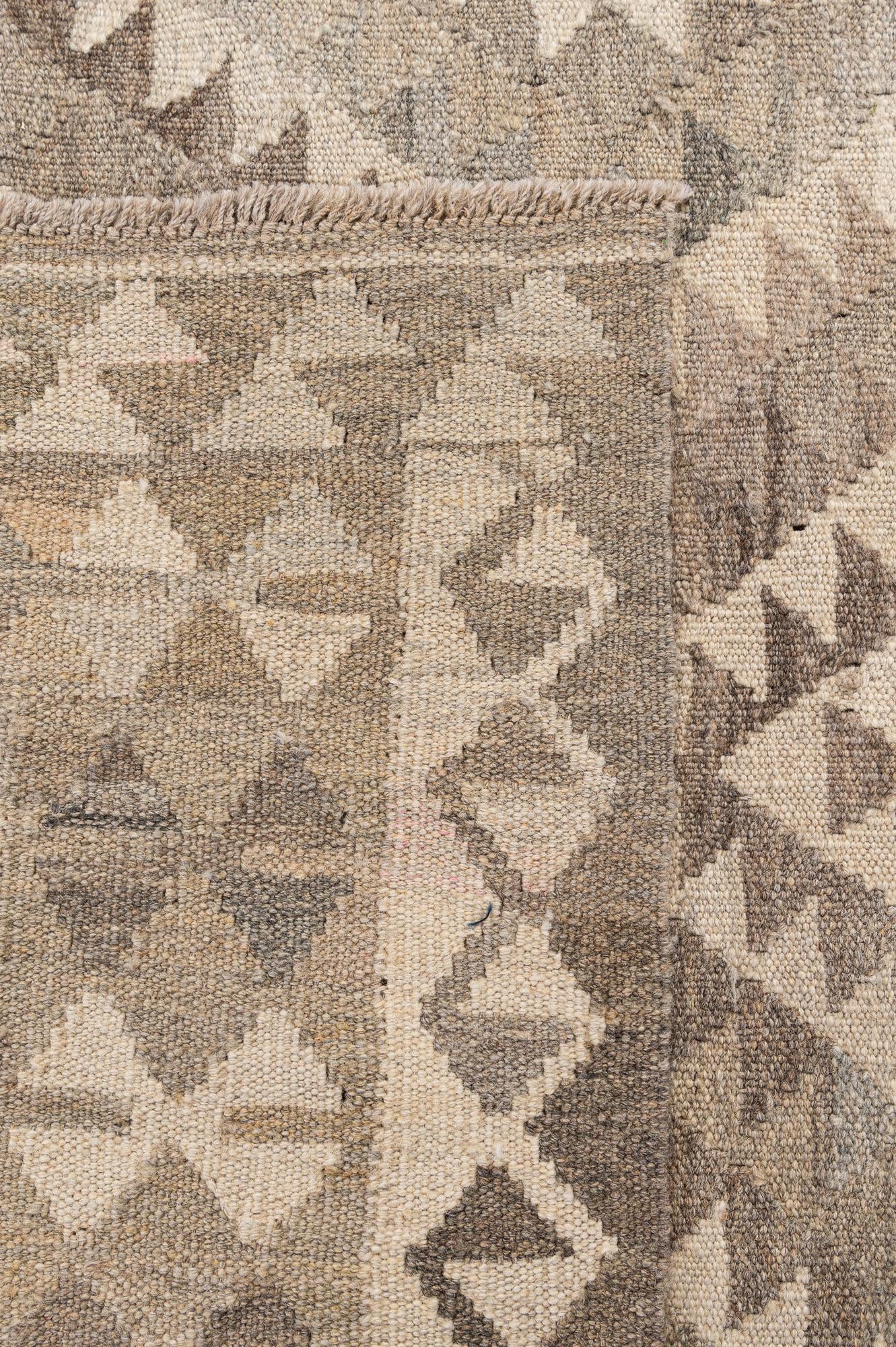 4' 2 x 6' 1 Hand Woven Kilim Maymana Wool Rug