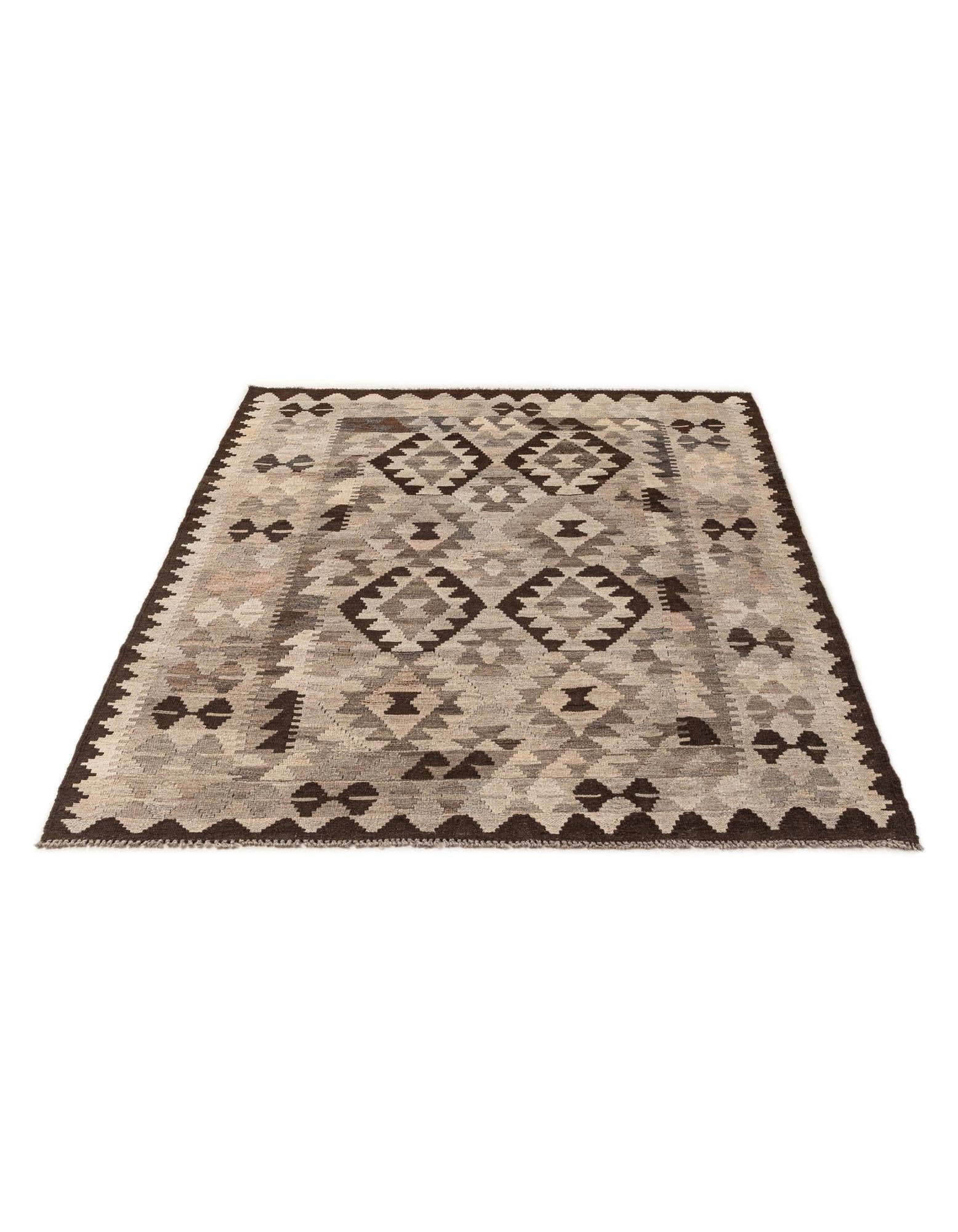 4' 5 x 6' 3 Hand Woven Kilim Maymana Wool Rug