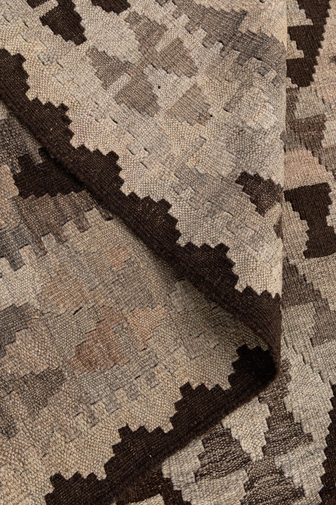 4' 5 x 6' 3 Hand Woven Kilim Maymana Wool Rug