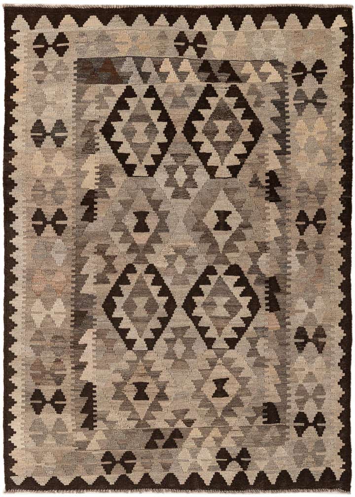 4' 5 x 6' 3 Hand Woven Kilim Maymana Wool Rug